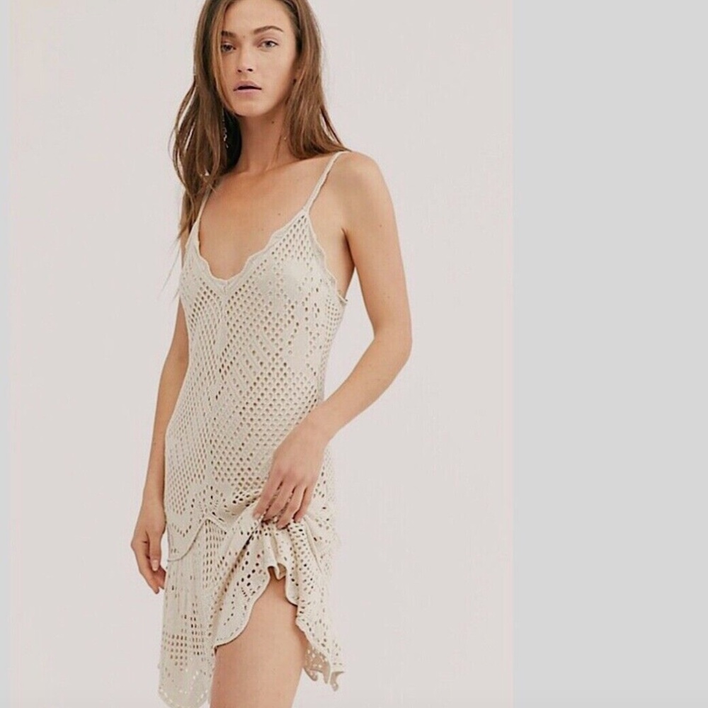 Free People Wowza Crochet Knit Mini Dress